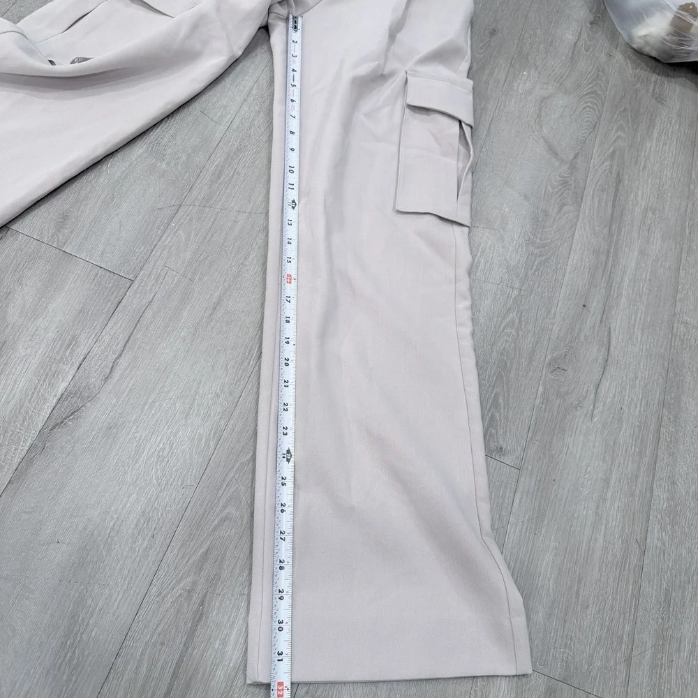 Abercrombie & Fitch Womens 27L Tailored Wide Leg Cargo Pants Beige Pleated